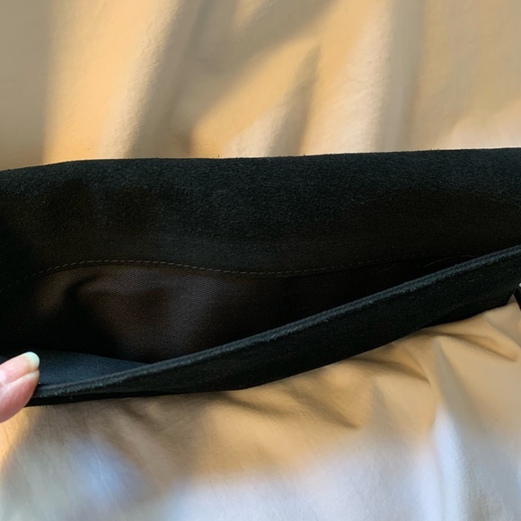Banana Republic black suede leather studded clutch/bag - Picture 3 of 8
